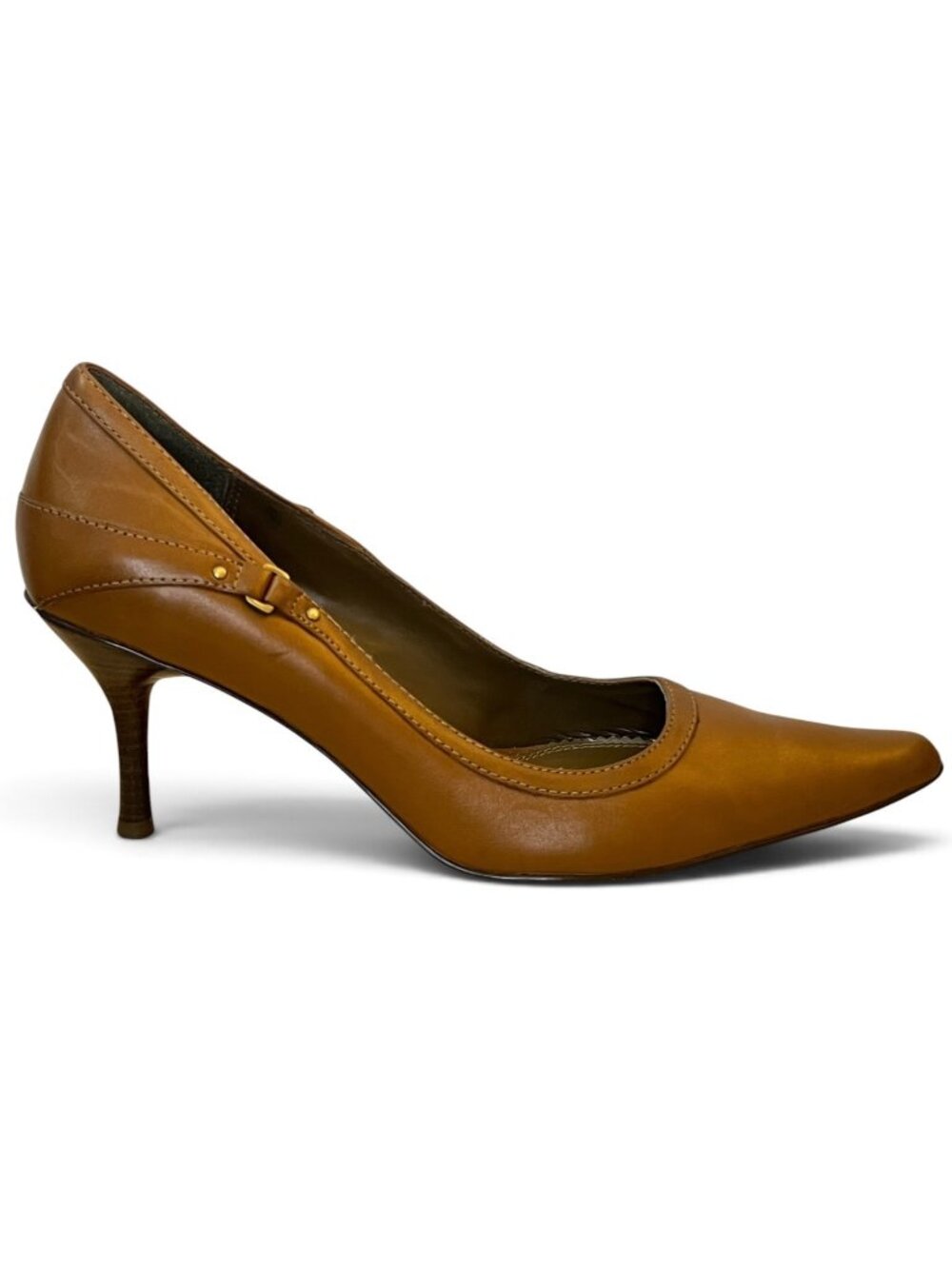Anne Klein Tan Leather Pointed Toe Pumps Heels Size 8M